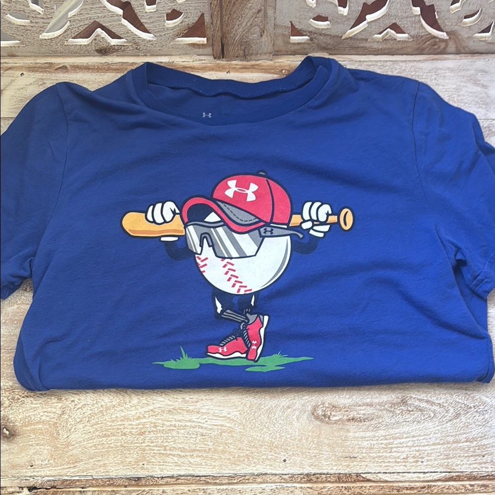 Under Armour Blue and Red Short Sleeve Tee